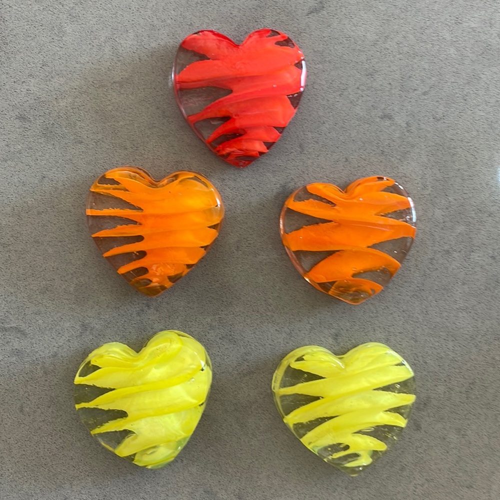 Hearts - Venetian glass colored hearts (5)